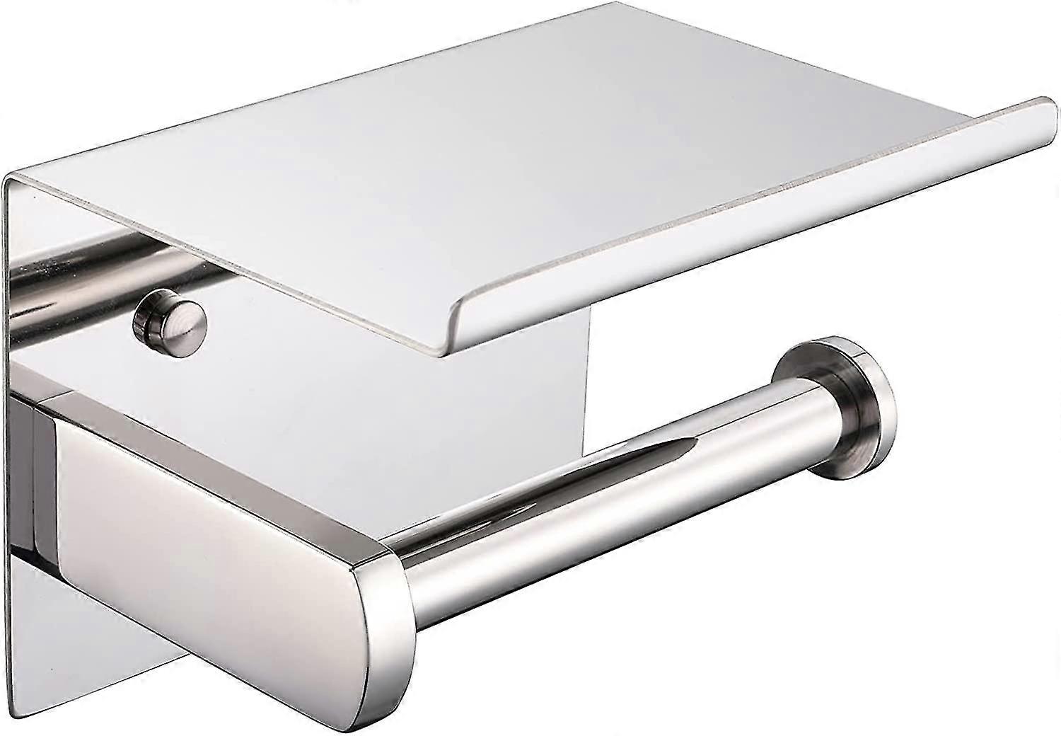 Porta rotolo di carta igienica, acciaio inox Sus 304, cromo lucido, moderno porta carta igienica con ripiano per telefono, accessorio da cucina da bagno F928-03B