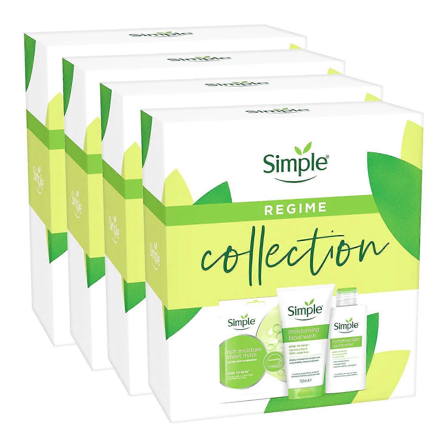 Simple Regime Collection SheetMask, Facewash & Moisturiser Gift Set for Her, 4pk
