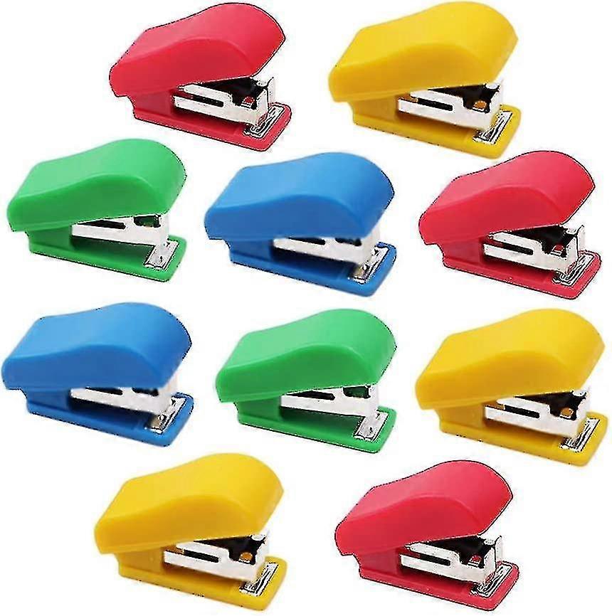 10 Set Mini Office Stapler With 10# Staples, Small Hand Stapler Portable Desktop Stapler Student Staplerrandom Color
