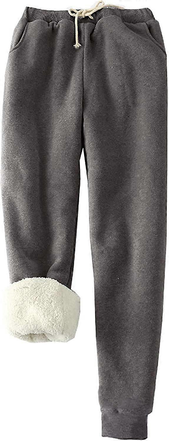 Trieskull المرأة الدافئة شيربا اصطف قيعان الركض الرباط الرياضي عداء الصوف السراويل مع جيوب