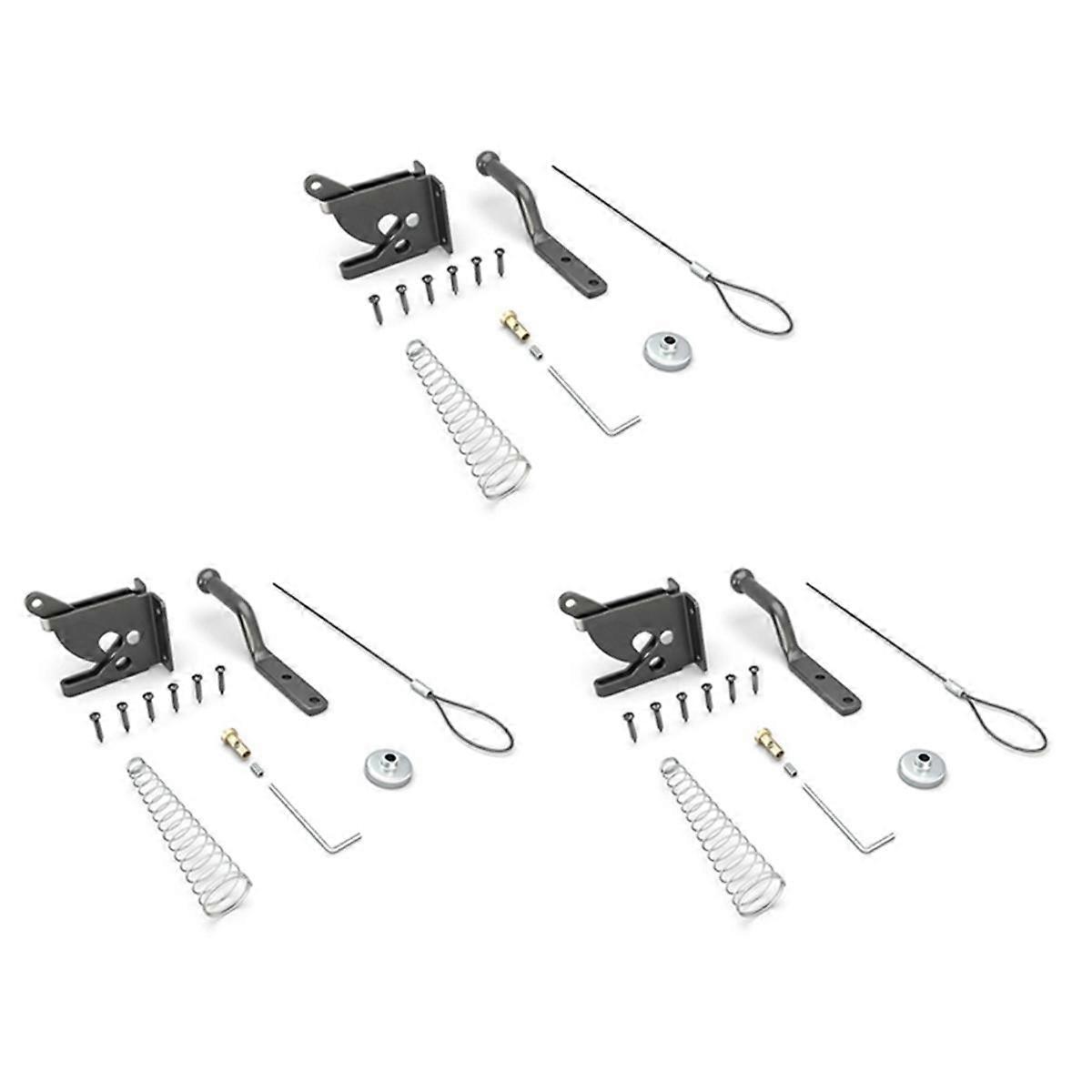 3PCS Door Latch with Spring Puller, Fence Door Lock, Fence Lock Small Lock with Rope, Suitable for