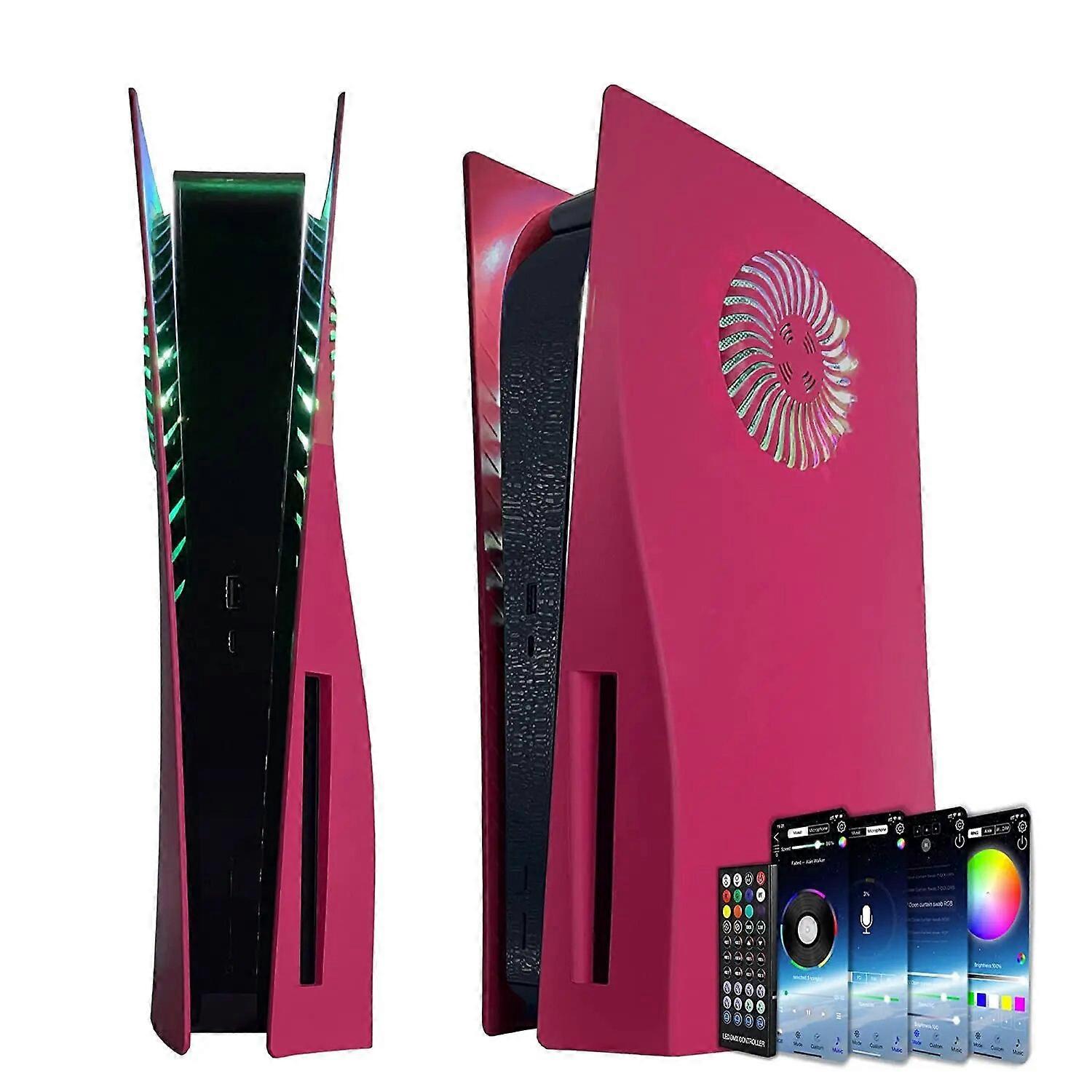 Faceplate with Cooling Vents with RGB Light Strip 400+ Effects LED Light Ring Console Cover Shell for PlayStation 5 Disc Edition