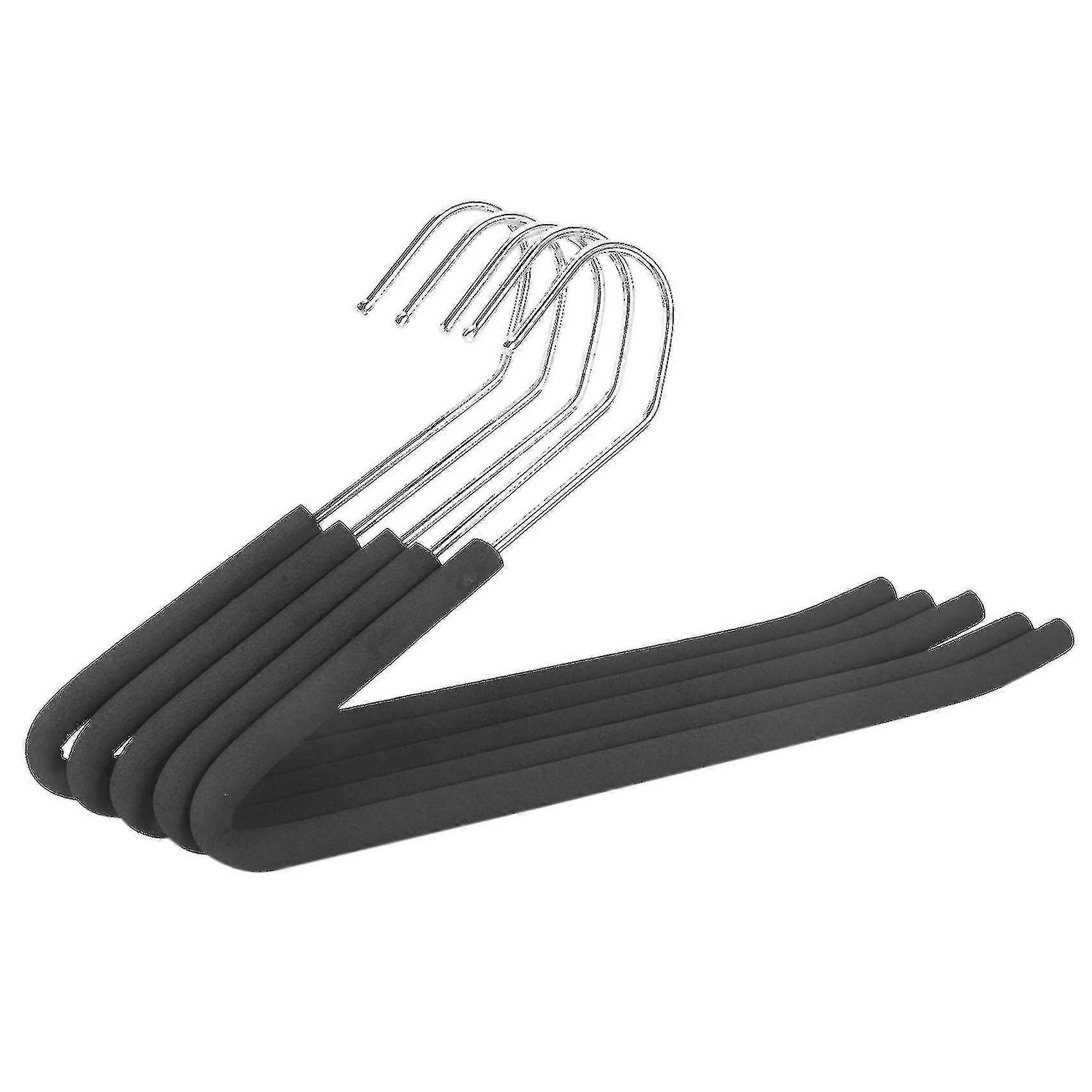 Open End Trouser Hangers Pant Hanger With Non-slip Foam Black 5-pack