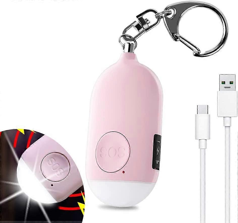 130 DB Personal Emergency Alarm, Rechargeable Security Alarm with LED Flashlight Torch Burglar Alarm, for Women Kids Elderly Adventurer - White