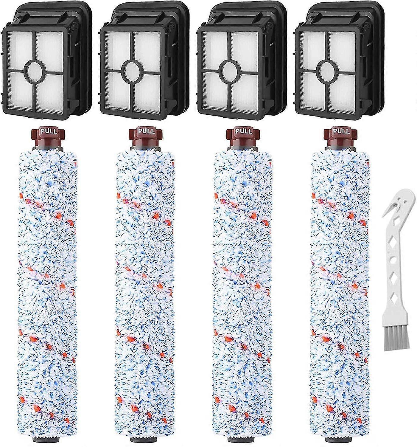 Set Of 8 Spare Parts For Bissell Crosswave 1785 2306 2551 Vacuum Cleaner, Lot Of 4 Rollers Multi-surface Brushes 1868 + 4 Filters For Vacuum Cleaner 1
