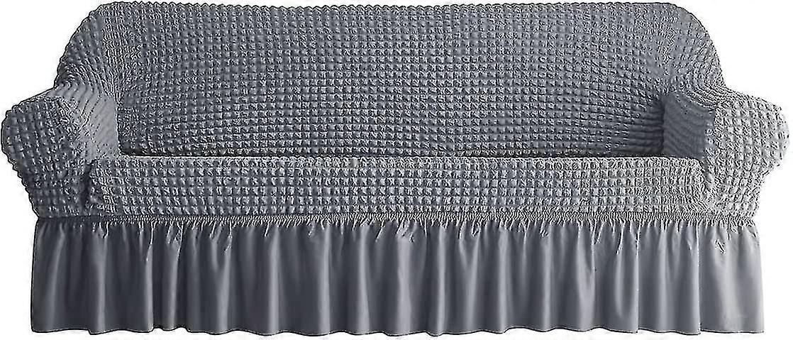 Sofa Slipcover 1 Piece For 3 Cus Couch Cover With Skirt, Durable Washable High Elastic Stretchable, Easy Fit Universal Furniture Protector (3 Seater