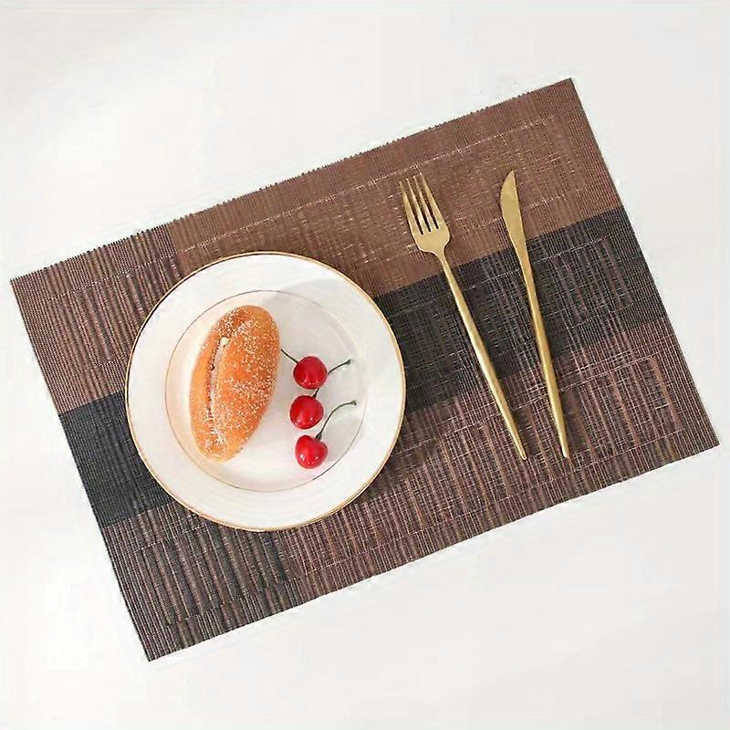 Set of 6 Premium PVC Woven Placemats - Heat-Resistant, Washable, Non-Slip Design - Perfect Table Protection & Stylish Dining Decor for Kitchen and Hom