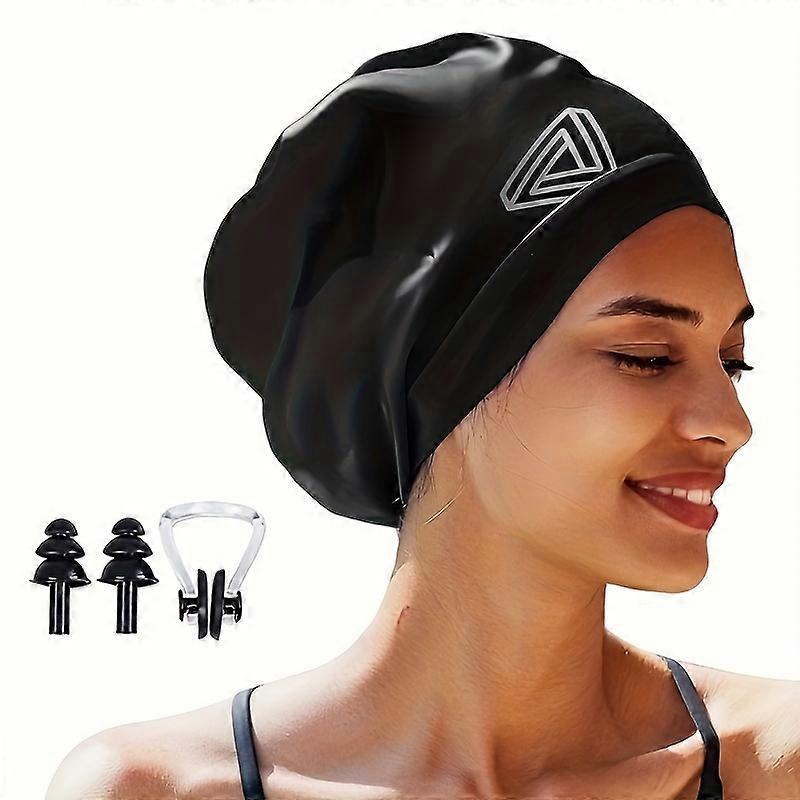 1pc Large Swimming Cap, Non-slip Elastic Swimming Hat, Suitable For Long Hair, Thick Curls And Braids, For Swimming Training