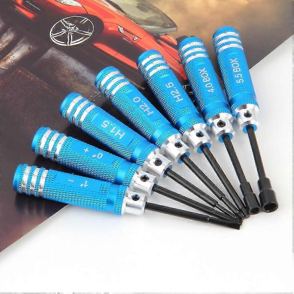 7pcs Hex Screw Driver Tool Kit For Rc Helicopter Plane Transmitter Car Black