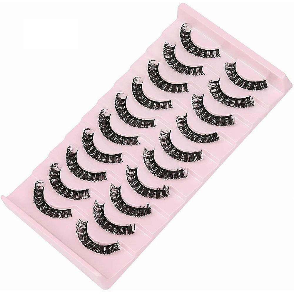 10 Pairs 3d Fake Thick Eyelashes Russian Strip Lashes Natural Wispy Fluffy Eyelashes-c