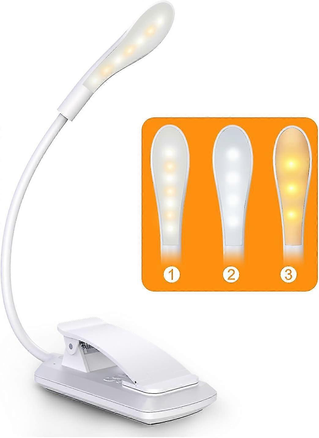 Rechargeable Led Reading Light, 360 Flexible Neck, 3 Brightness Levels, Touch Switch