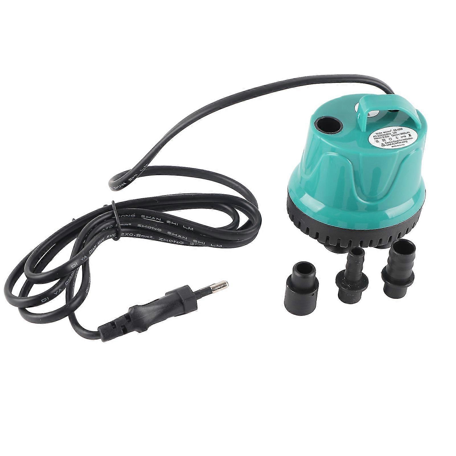 EB-A300 5w EU Plug Submersible Pump for Fish Tank Aquarium - Low Noise, Bottom Suction, Water Drainage Filter