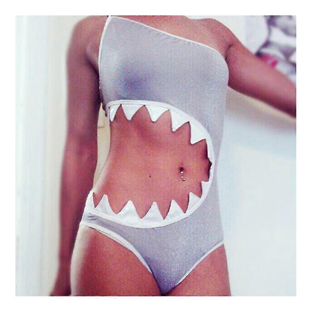 Vrouwen Eendelige Monokini Badmode Badpak Shark Mouth