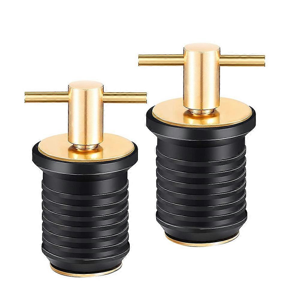 2 Pieces T-Handle Drain Plug Twist-Turn Marine Boat Drain Plugs with Brass Handle Boat Marine Acces