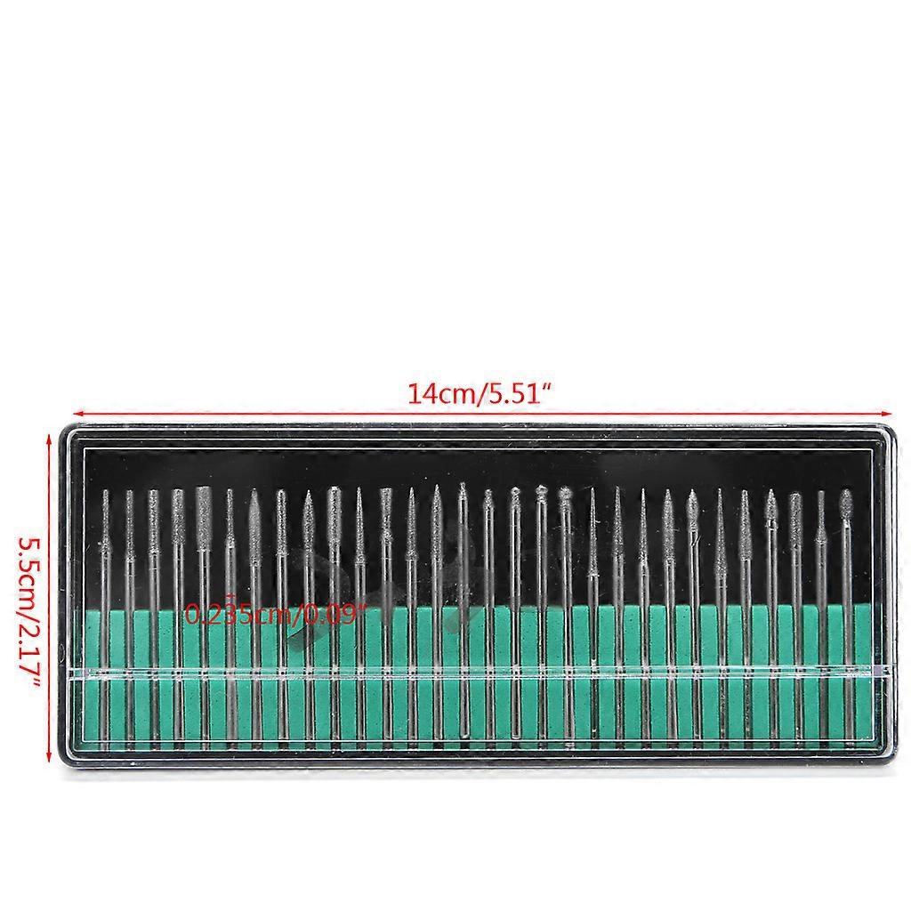 30pcs Shank Diamond Burs Set With Box For Dremel Electric Grinder Power Tool