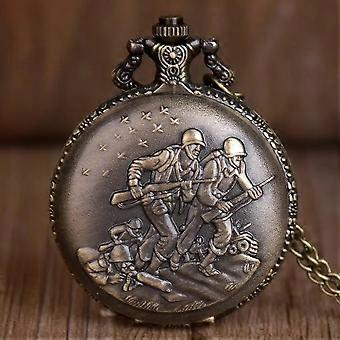 New Creatitive Bronze Quartz Pocket Watch Fighter War with Chain for Men Women Pendant necklace watches CF1075