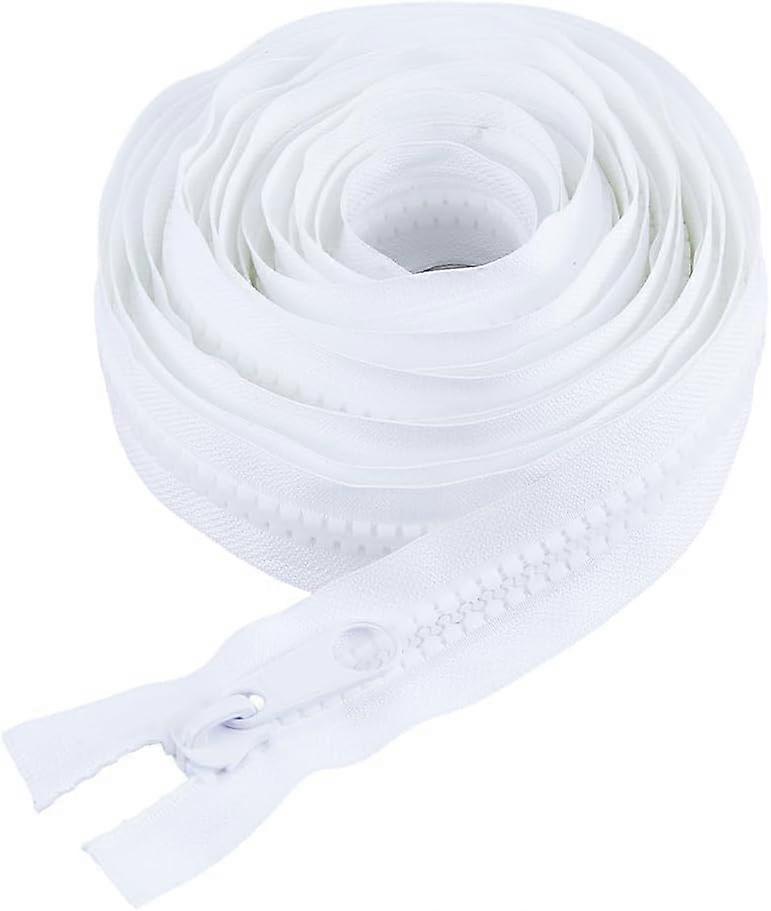 #10 Long Zippers for Sewing 5m/5.46Yards White Heavy Duty Separating Zippers with Double Slider Large Resin Zippers Two Way Zipper Door for Sleeping B