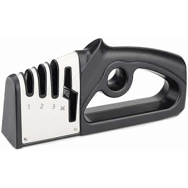 4-in-1 Knife Sharpener, Stainless Steel & Ceramic Scissors, Non-Slip Base
