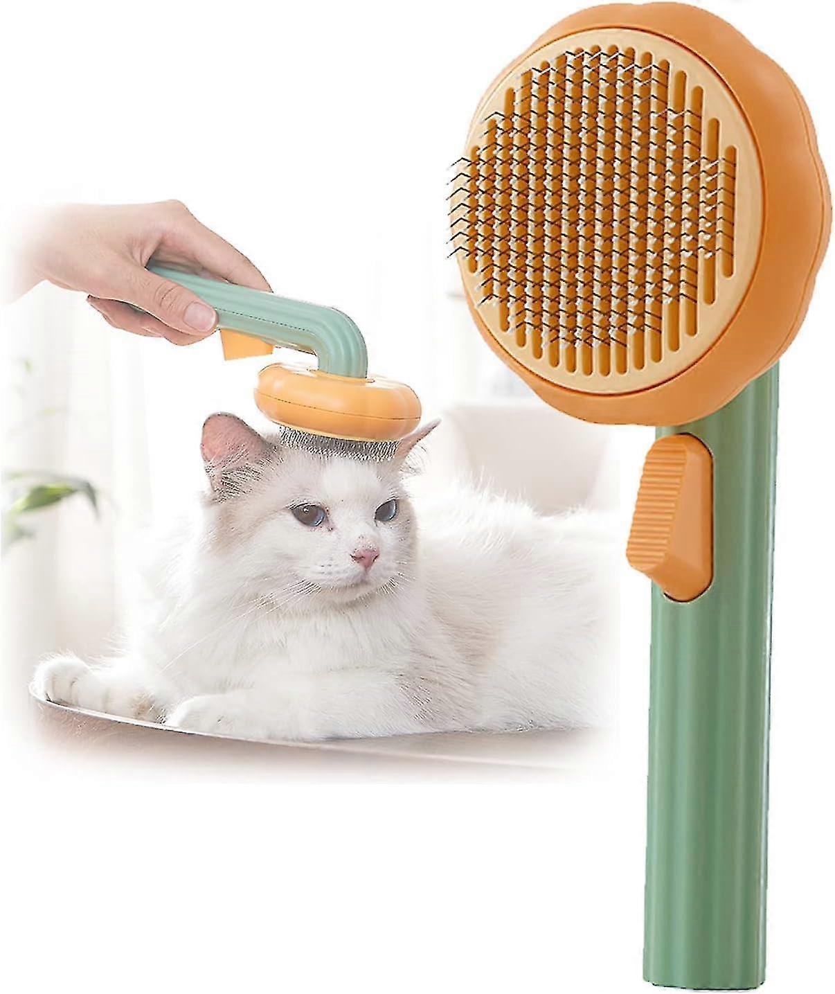 Pumpkin Pet Brush,dog Brush Cat Brush Grooming Comb,one-touch Cleaning Button For Dog And Cat Grooming Brush, Cute Shape Handle Smooth Brush,pet Brush