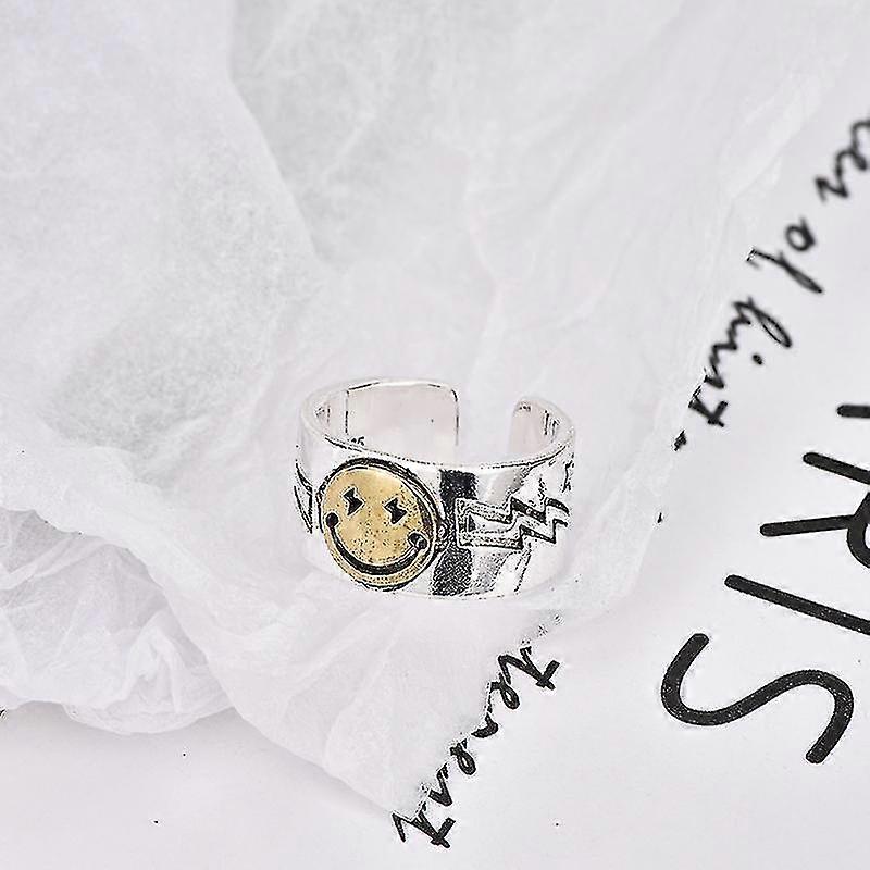 Smiley Face Ring Open Rings,adjustable Wide Smile Knuckle Ring Happy Smiling Rings