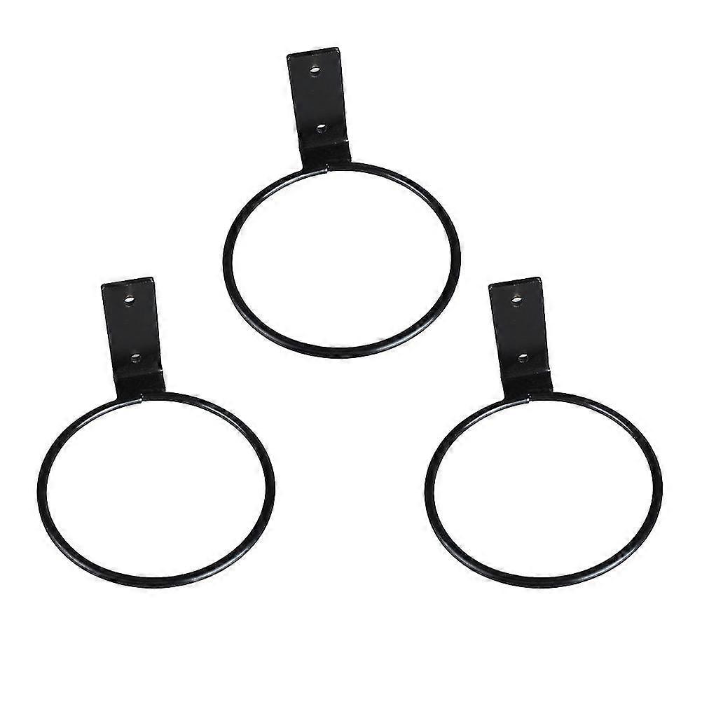 3pcs Flower Pot Holder Ring Wall Mounted Planter Bracket Hanging Hook (black)