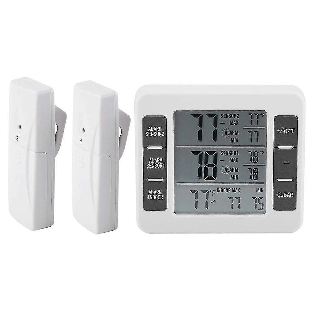Fridge Freezer Digital Thermometer Sound Alarm With Wireless Sensor Min/max Display
