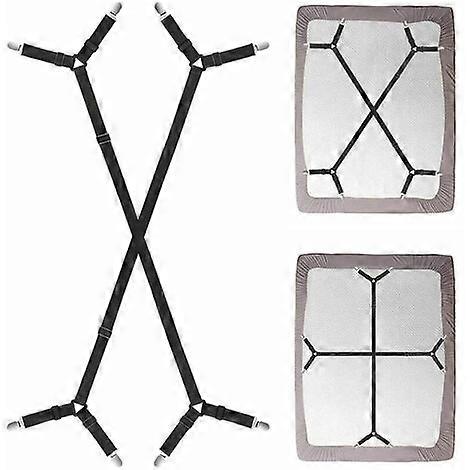 One Set Crisscross Adjustable Bed / Fitted Sheet Straps Suspenders Clip / Support / Tether -Keep Your Bed Sheet In Place