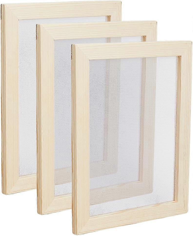 3PCS Wood Paper Making Frame 11.8X7.9 Screen Tools Blanched Almond Wooden Paper Making Ancient Rectangle Paper Making Moulds Frame for DIY Paper Craft