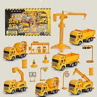 Kids Construction Vehicles Playset   Excavator Dump Truck Cement  Educational Engineering Toy Set Birthday 3+ Year Old Boy 16 Pcs