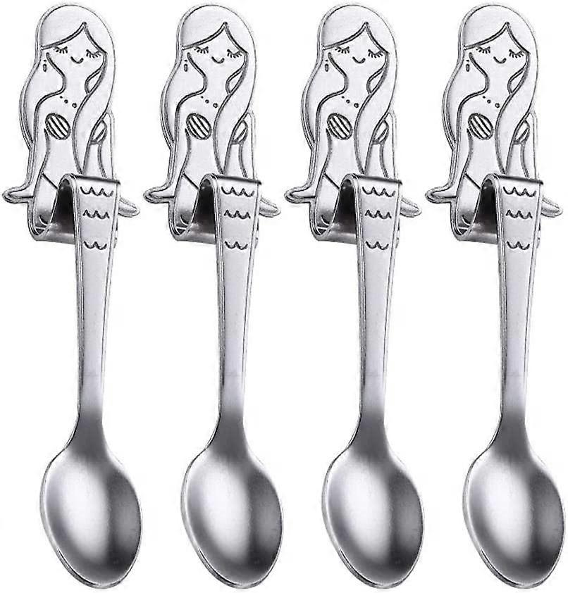 Stainless Steel Mermaid Spoons Pack of 4 (Silver)
