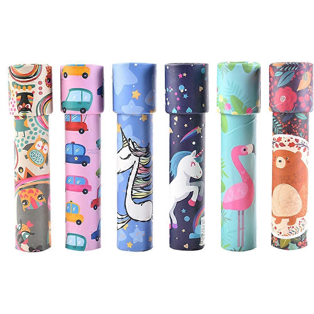 6PCS Kaleidoscope Toy Cartoon Printed Kaleidoscope Funny Science Experiment Toy Early Educational Kaleidoscope Playthings for Kids Playing (Random Sty