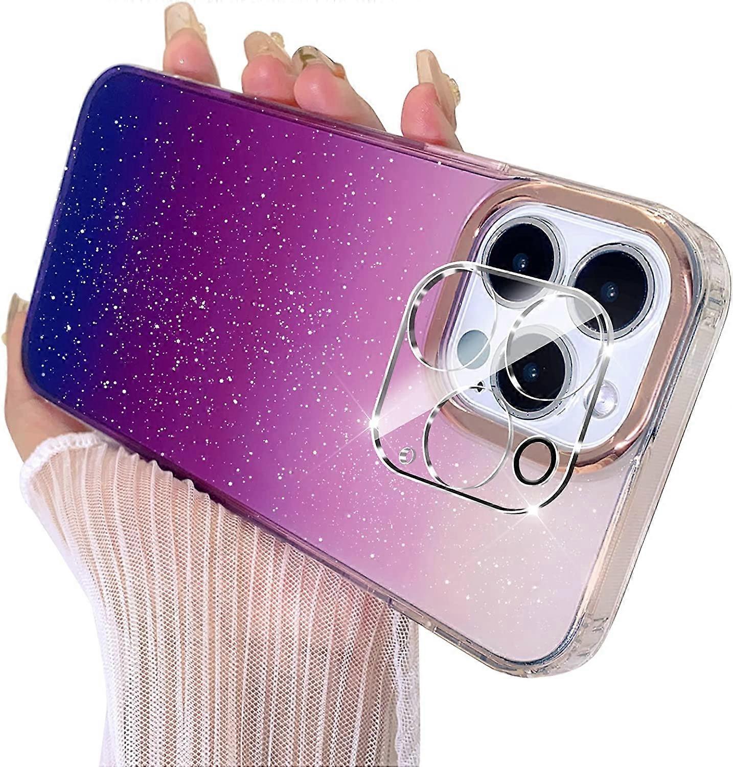 متوافق مع حافظة iPhone 13 Pro Max جراب شفاف لطيف شفاف بريق بلينغ جراب فاخر للنساء والفتيات ، مع واقي عدسة الكاميرا ، كمبيوتر نحيف + TPU مقاوم للصدمات 