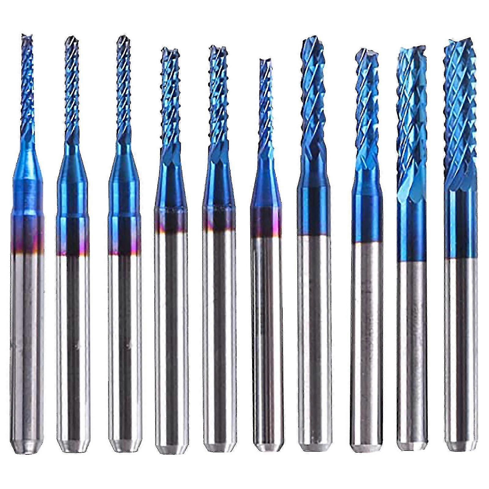 Mini Engraving Machine Milling Cutter Blue Coated Crude Corn Milling Cutter 10pc