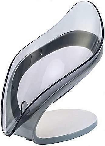 Bar Soap Holder Leaf Shape - Self Draining Soap Dish for Bar Soap, Decorative Plastic Soap Tray, Soap Box with Suction Cup for (Color: Gray 1 Pack)