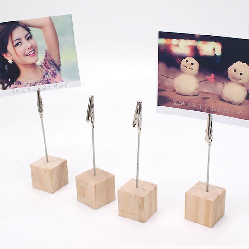 10pcs Vertical Note Photo Holder With Alligator Clip And Pine Base