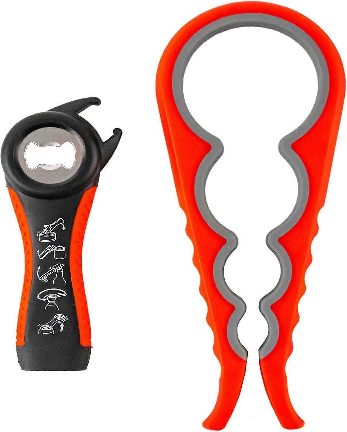 Red Bottle Opener,5 in 1 Multifunction Jar Opener,Kitchen Tool Bottle Opener,Suitable for Weak Hands