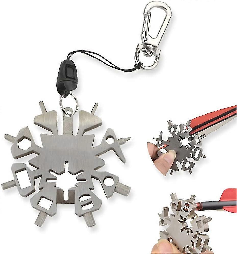 21 en 1 Archery Snowflake Multi-Tool - Herramienta de reparación de flechas de tiro con arco, llave multifunción, herramienta portátil para acampar