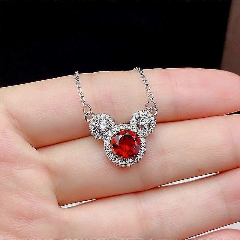 Regalo per l'amante fidanzata 925 sterling silver granato pendente intarsiato granato naturale signore pendente