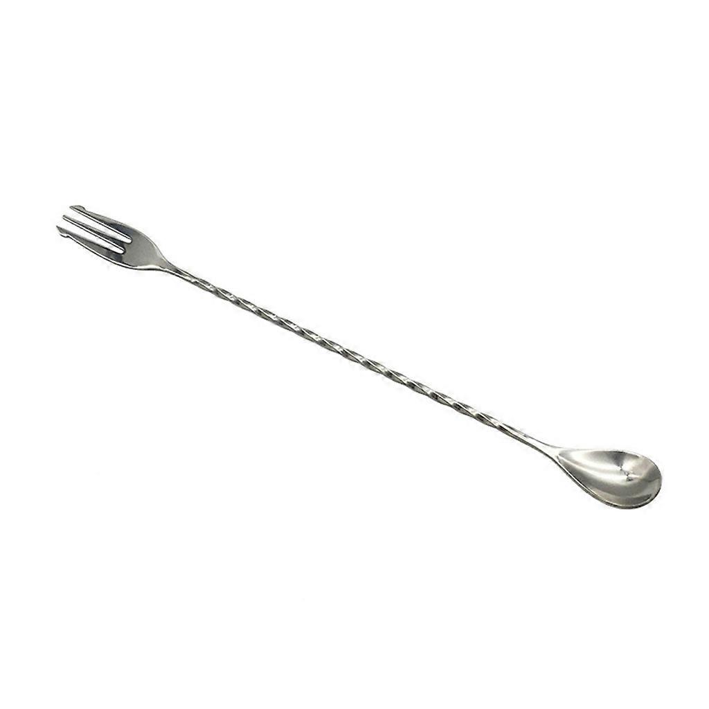 Double Head Bar Spoon Cocktail Mixing Spoon With Fork End Bar Stirring Spoon