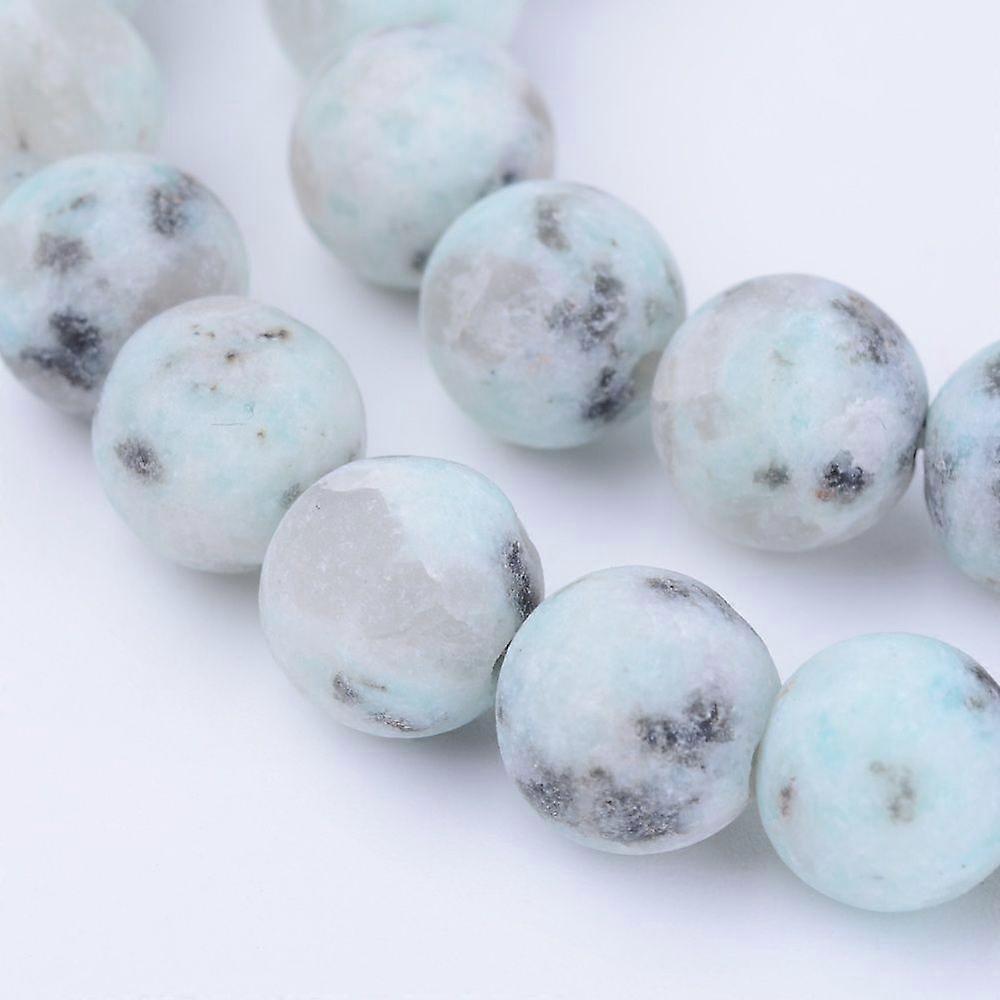 Natural Sesame Jasper/Kiwi Jasper Beads Strands Round Frosted 6~6.5mm Hole: 1mm about 63pcs/strand 15.5 inch