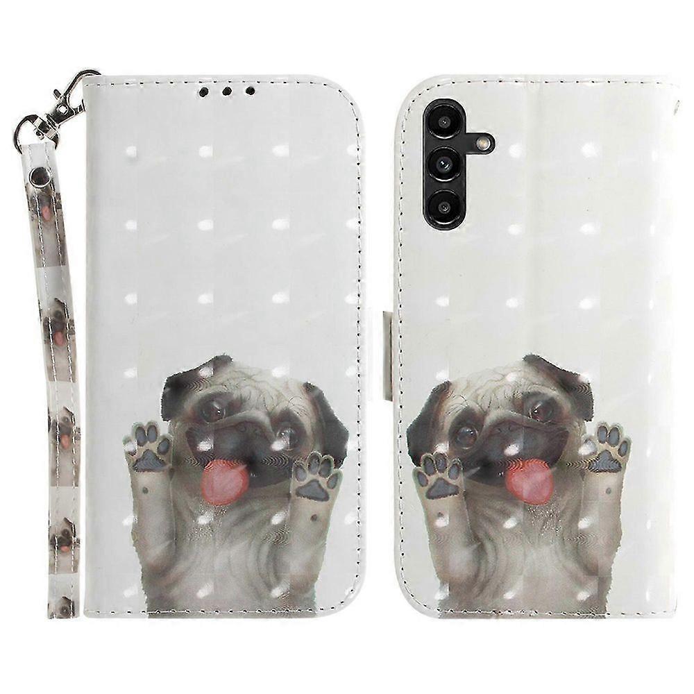 For Samsung Galaxy A13 5G PU Leather Stand Feature Flip Cover 3D Pattern Printing Hand Strap Wallet Purse Case