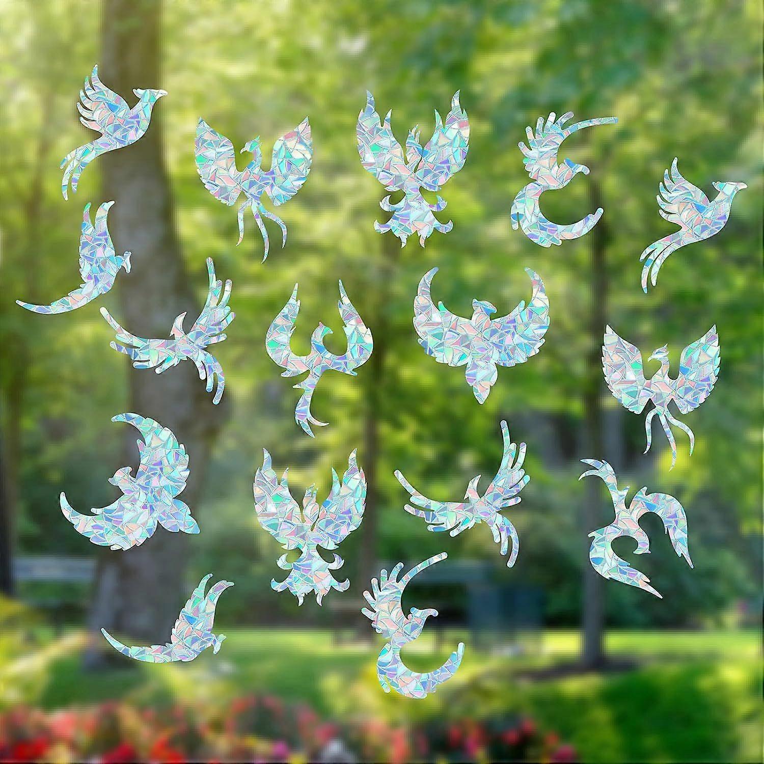 8 Styles Phoenix Anti-Collision Window Clings 33x13 Large Size Glass Alert Prism Decals Rainbow Static Window Cling Prismatic Film Non Adhesive Remova