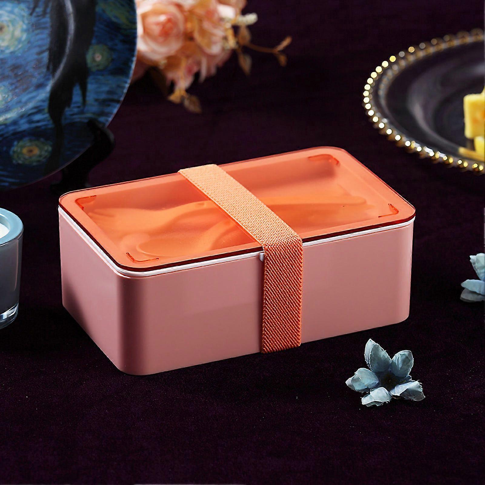 Lunch Box Rectangular Portable Partition Sealed Convenient Lunch Bento Box for Worker Student Office Workers Pink 1100ML