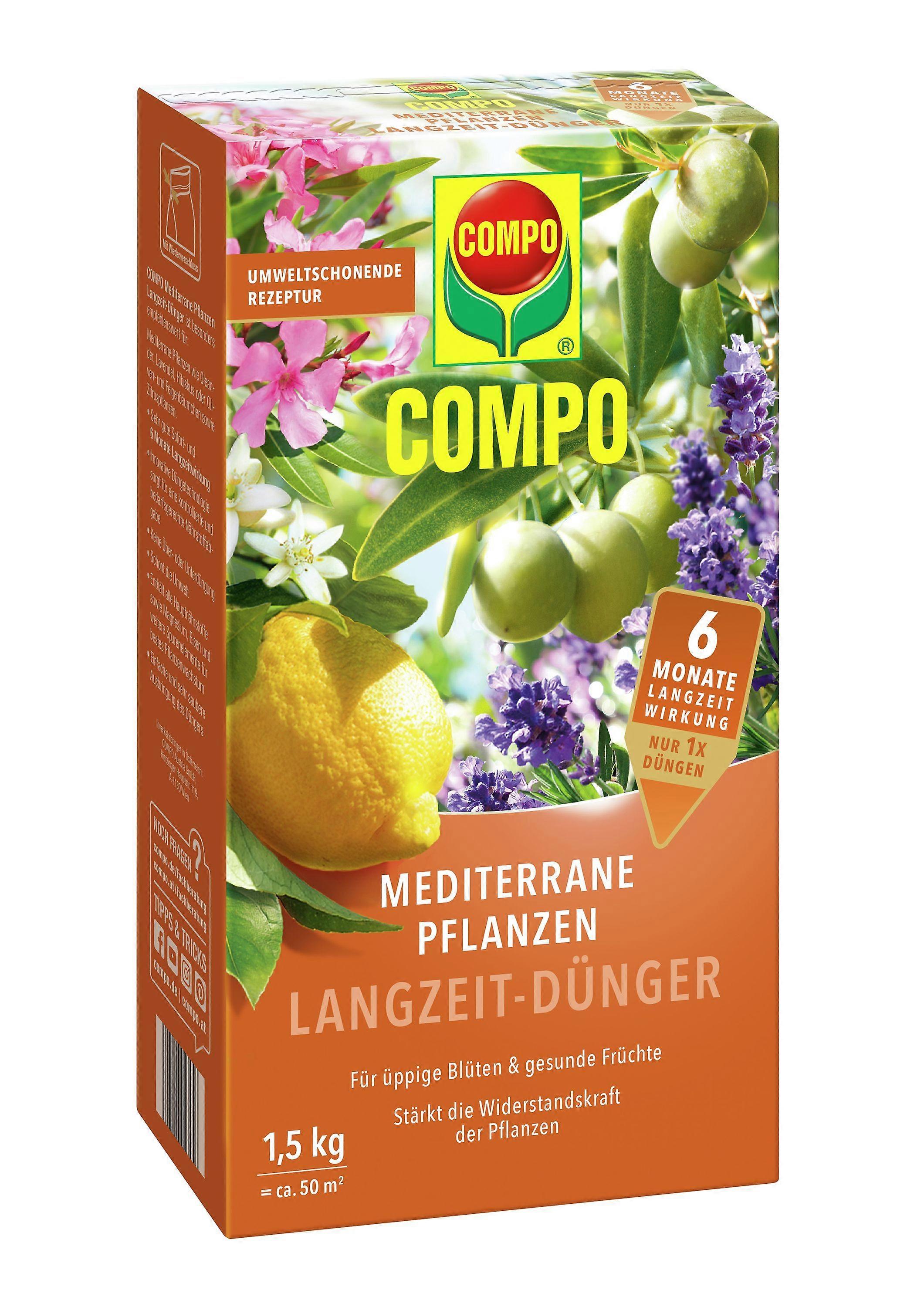 COMPO Mediterranean Plant Slow Feed Fertilizer, 1.5 kg Folding Box