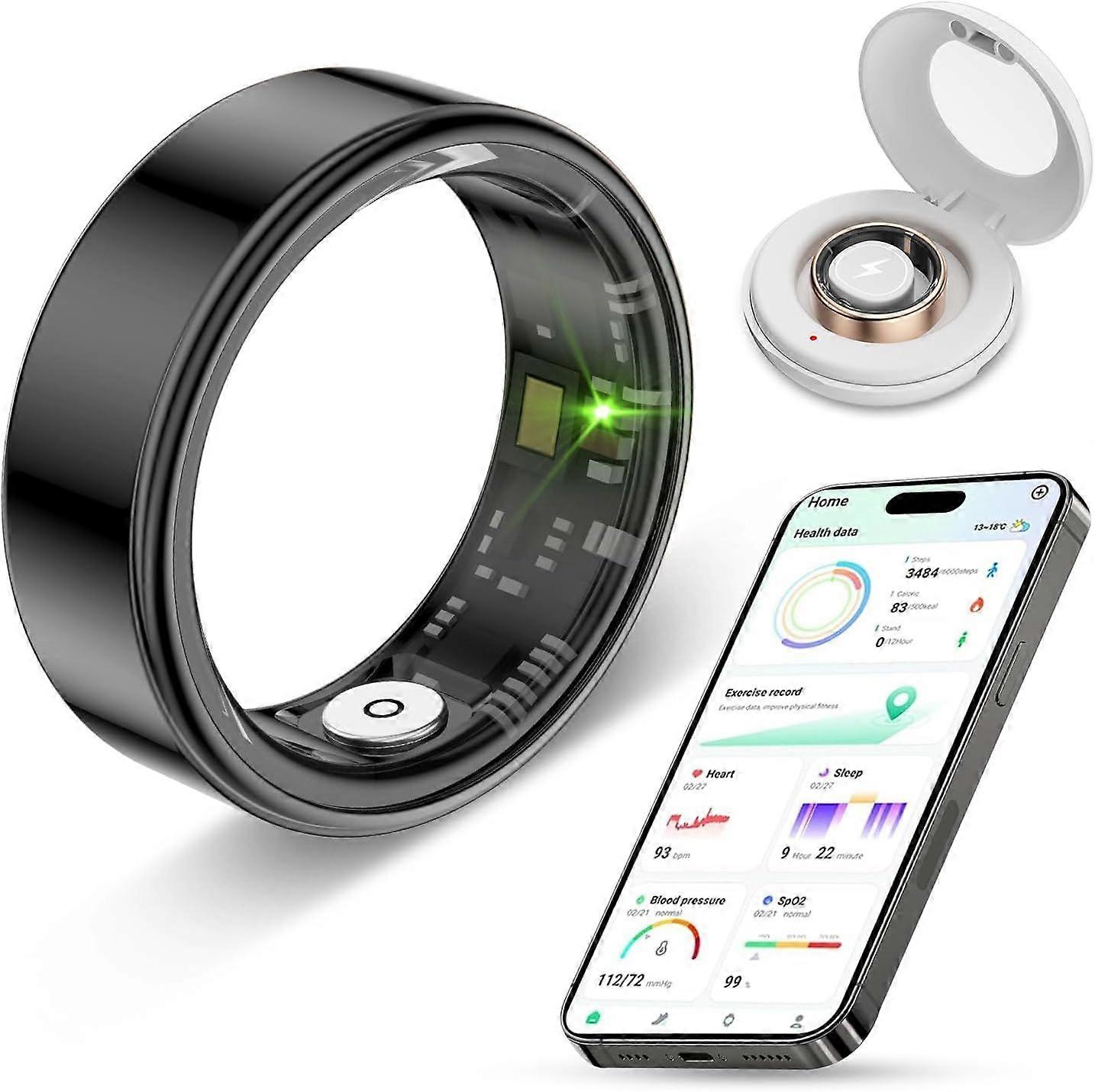 Smart Ring Fitness Tracker for Men - Health Heart Rate Ring with Sleep Monitor and Blood Oxygen Tracking, No Subscription Fee, Family Care, Remote Pho
