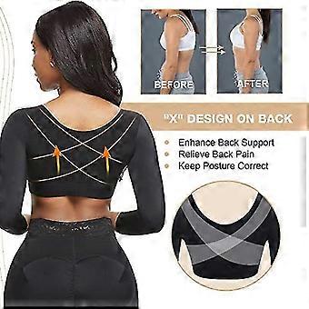 Mimigo Womens Shapewear 3/4 Sleeve Arm Shaper Closure Bra Post Posture Corrector Tank Top XL black