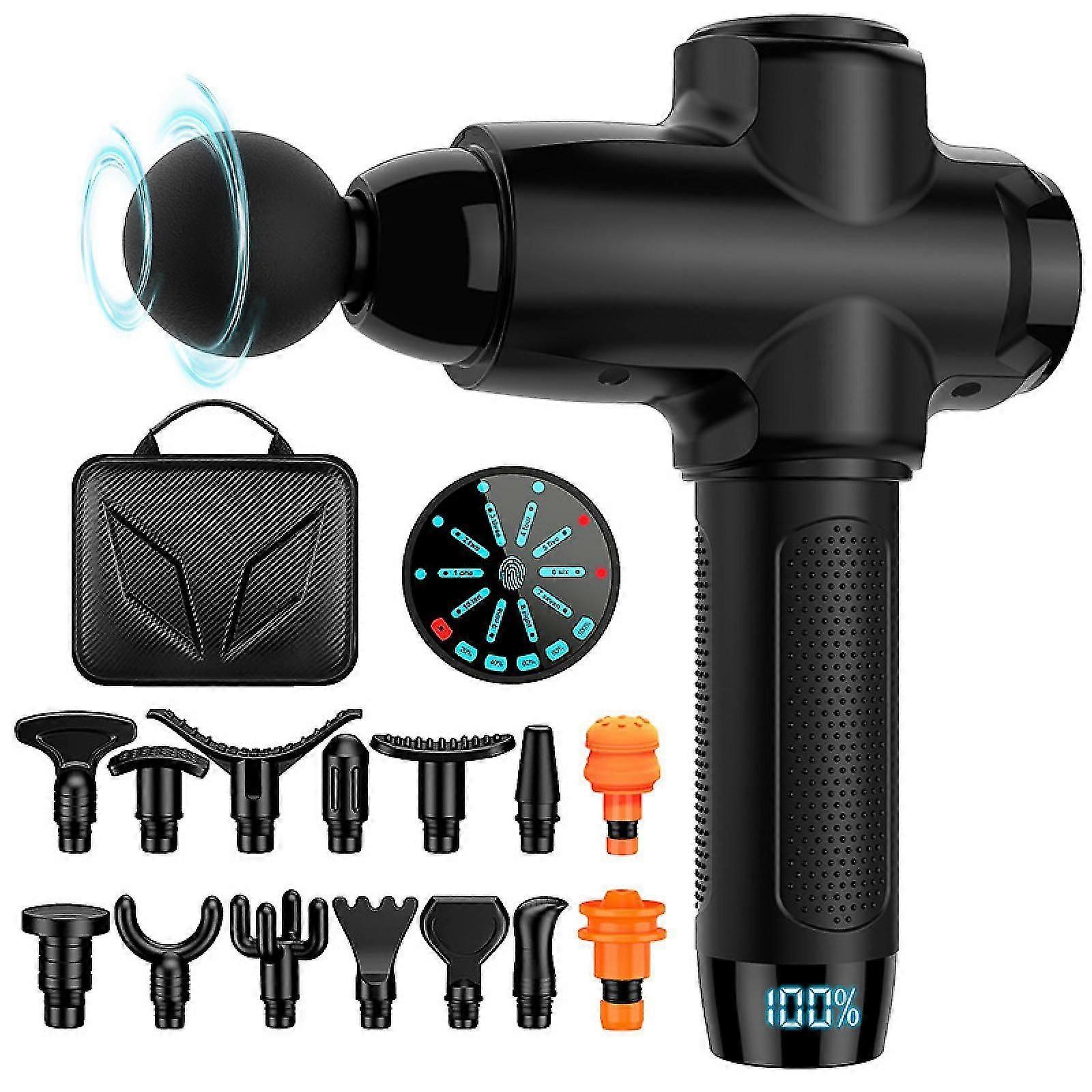 Massage Gun, Upgrade Deep Tissue Back Massager With 15 Replacement Heads, Percussion Massage Guns For Athletes For Pain Relief, Super Quiet Electric M
