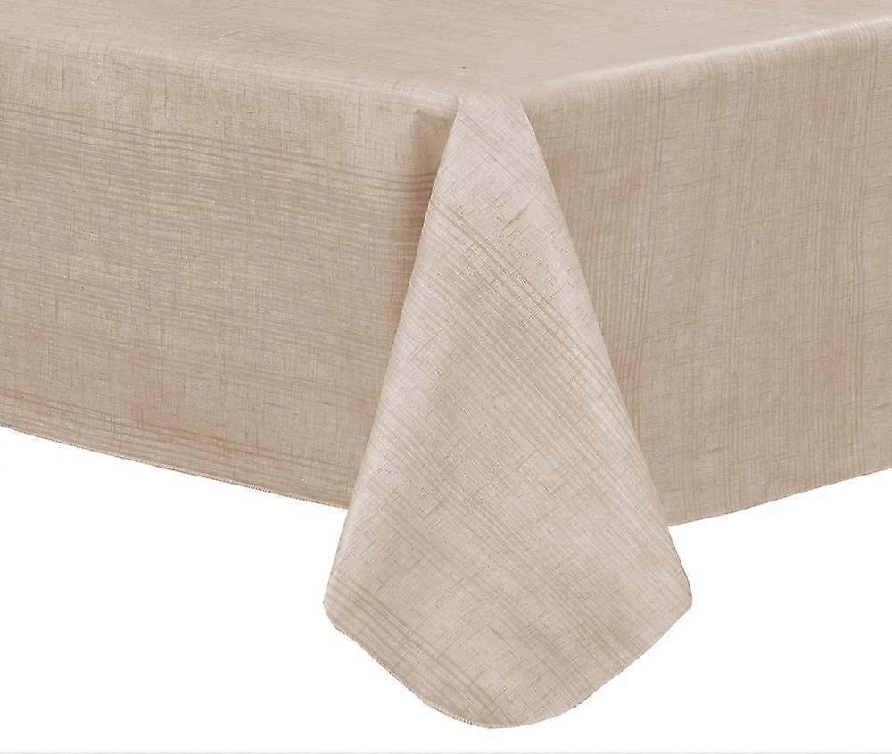 60"x 102" Blush Crosshatch Flannel-Backed Tablecloth for Dining, Events, and Home Decor