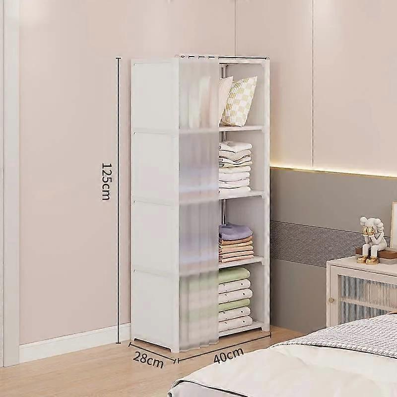 Multi-layer Storage Rack Dustproof Wardrobe Storage Cabinet Multifunctional with Curtains Portable Clothes Organizer Cabinet