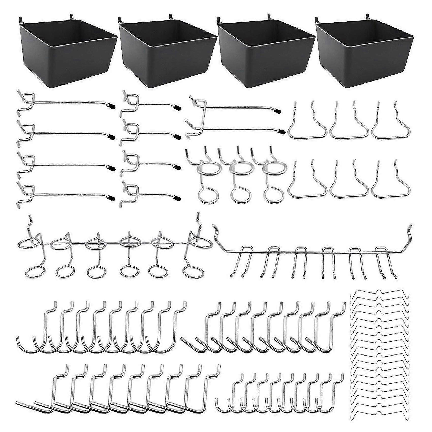 80 Piece Hooks Assortment with Bins, Peg Locks, for Organizing Various Tools for Room